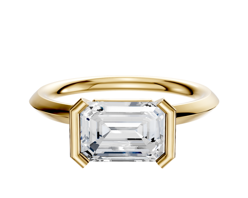 14K Yellow Gold Bezel Half Bezel East/West Classic Knife Edge 2.0mm Engagement Ring