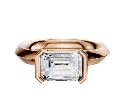 18K Rose Gold Bezel Half Bezel East/West Classic Knife Edge 3.0mm Engagement Ring