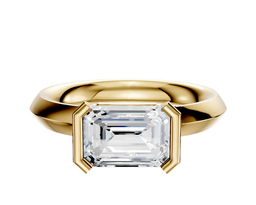 14K Yellow Gold Bezel Half Bezel East/West Classic Knife Edge 3.0mm Engagement Ring