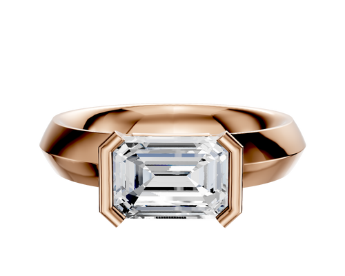 18K Rose Gold Bezel Half Bezel East/West Classic Knife Edge 4.0mm Engagement Ring