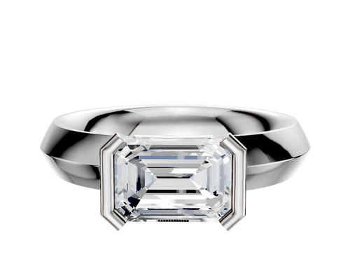 Platinum Bezel Half Bezel East/West Classic Knife Edge 4.0mm Engagement Ring