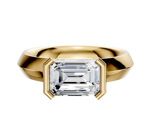 14K Yellow Gold Bezel Half Bezel East/West Classic Knife Edge 4.0mm Engagement Ring