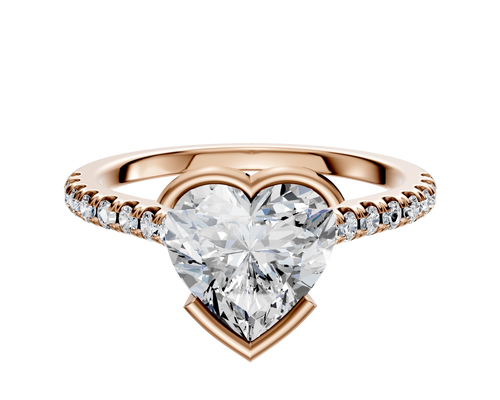 18K Rose Gold Bezel Half Bezel East/West Cathedral Dome 1-Row-Pave 2.5mm Engagement Ring