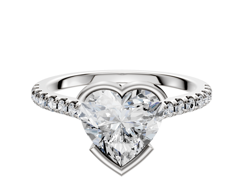 18K White Gold Bezel Half Bezel East/West Cathedral Dome 1-Row-Pave 2.5mm Engagement Ring