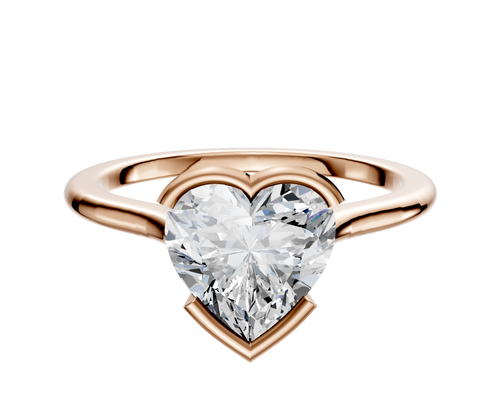18K Rose Gold Bezel Half Bezel East/West Cathedral Dome 1.5mm Engagement Ring