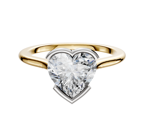 14K Two Tone Bezel Half Bezel East/West Cathedral Dome 1.5mm Engagement Ring