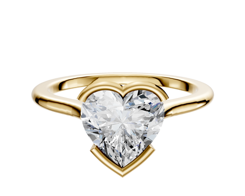 18K Yellow Gold Bezel Half Bezel East/West Cathedral Dome 1.5mm Engagement Ring