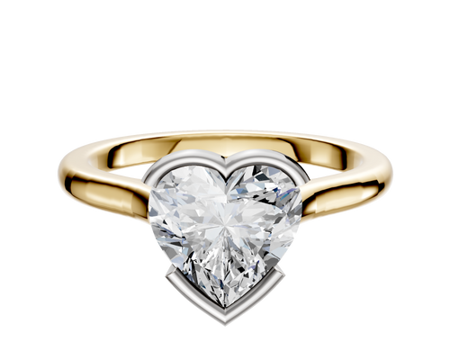 14K Two Tone Bezel Half Bezel East/West Cathedral Dome 2.0mm Engagement Ring