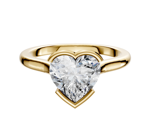 18K Yellow Gold Bezel Half Bezel East/West Cathedral Dome 2.0mm Engagement Ring