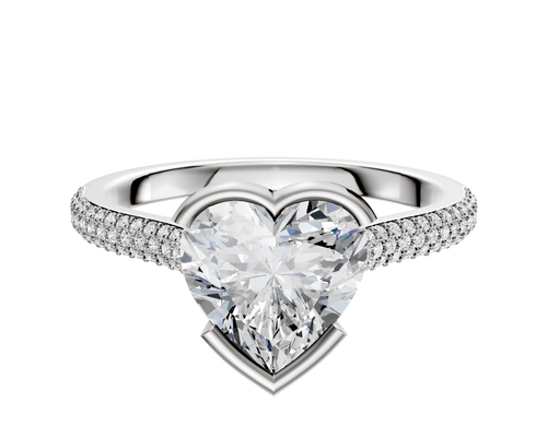 18K White Gold Bezel Half Bezel East/West Cathedral Dome 3-Row-Pave 2.0mm Engagement Ring