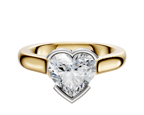 18K Two Tone Bezel Half Bezel East/West Cathedral Dome 3.0mm Engagement Ring