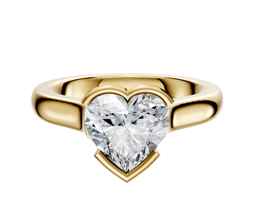 14K Yellow Gold Bezel Half Bezel East/West Cathedral Dome 3.0mm Engagement Ring