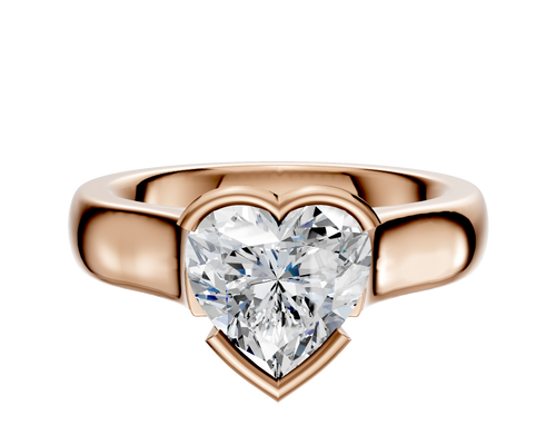 14K Rose Gold Bezel Half Bezel East/West Cathedral Dome 4.0mm Engagement Ring