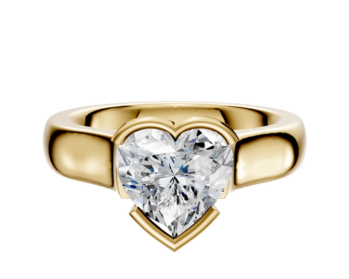 14K Yellow Gold Bezel Half Bezel East/West Cathedral Dome 4.0mm Engagement Ring