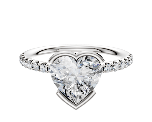 18K Two Tone Bezel Half Bezel East/West Classic Dome 1-Row-Pave 2.5mm Engagement Ring
