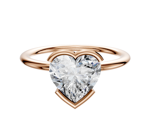 14K Rose Gold Bezel Half Bezel East/West Classic Dome 1.5mm Engagement Ring