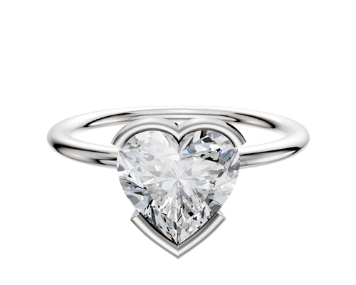 14K White Gold Bezel Half Bezel East/West Classic Dome 1.5mm Engagement Ring