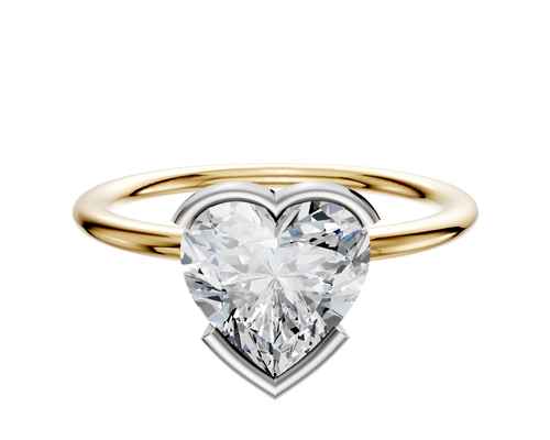 14K Two Tone Bezel Half Bezel East/West Classic Dome 1.5mm Engagement Ring