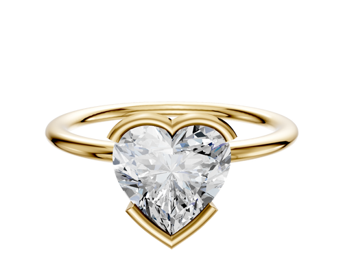 18K Yellow Gold Bezel Half Bezel East/West Classic Dome 1.5mm Engagement Ring