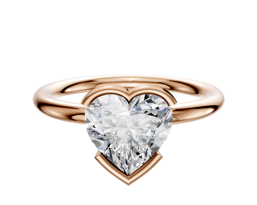 14K Rose Gold Bezel Half Bezel East/West Classic Dome 2.0mm Engagement Ring