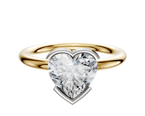 18K Two Tone Bezel Half Bezel East/West Classic Dome 2.0mm Engagement Ring
