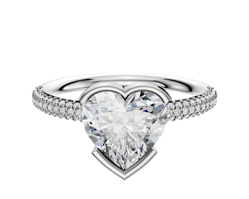 18K Two Tone Bezel Half Bezel East/West Classic Dome 3-Row-Pave 2.0mm Engagement Ring