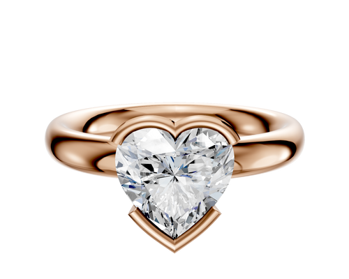 18K Rose Gold Bezel Half Bezel East/West Classic Dome 3.0mm Engagement Ring