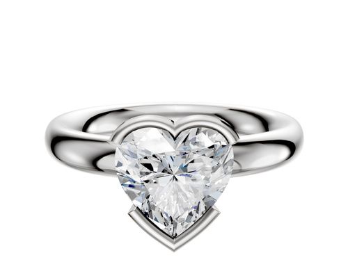 Platinum Bezel Half Bezel East/West Classic Dome 3.0mm Engagement Ring