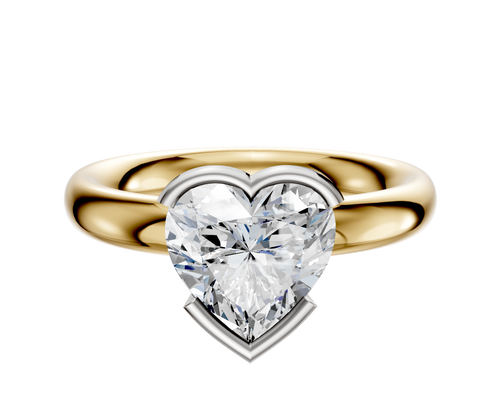 14K Two Tone Bezel Half Bezel East/West Classic Dome 3.0mm Engagement Ring