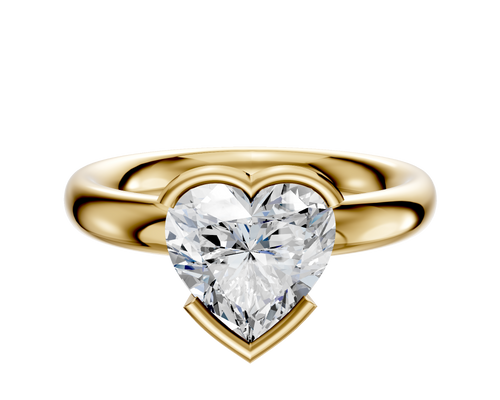18K Yellow Gold Bezel Half Bezel East/West Classic Dome 3.0mm Engagement Ring