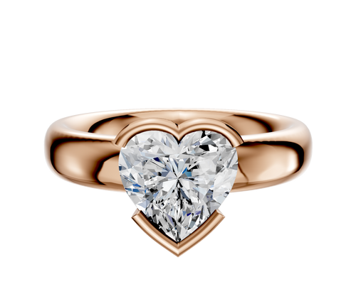 14K Rose Gold Bezel Half Bezel East/West Classic Dome 4.0mm Engagement Ring