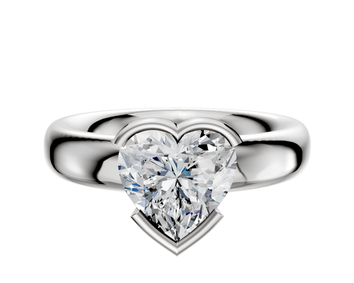 14K White Gold Bezel Half Bezel East/West Classic Dome 4.0mm Engagement Ring