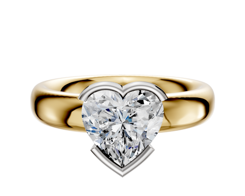 14K Two Tone Bezel Half Bezel East/West Classic Dome 4.0mm Engagement Ring