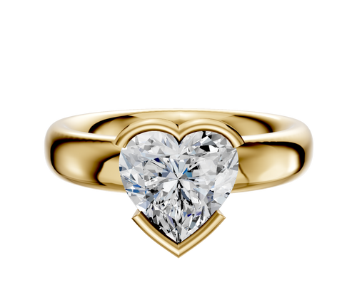 14K Yellow Gold Bezel Half Bezel East/West Classic Dome 4.0mm Engagement Ring