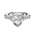 A 14K two-tone bezel half bezel east/west cathedral flat 1-row-pave 2.5mm engagement ring is displayed on a white background.