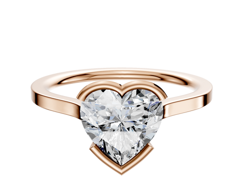 18K Rose Gold Bezel Half Bezel East/West Cathedral Flat 1.5mm Engagement Ring