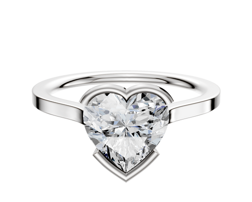 18K White Gold Bezel Half Bezel East/West Cathedral Flat 1.5mm Engagement Ring