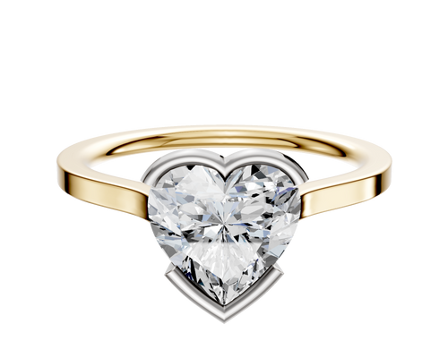 18K Two Tone Bezel Half Bezel East/West Cathedral Flat 1.5mm Engagement Ring