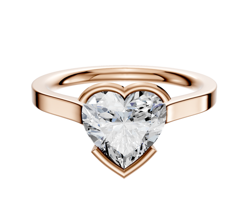 18K Rose Gold Bezel Half Bezel East/West Cathedral Flat 2.0mm Engagement Ring