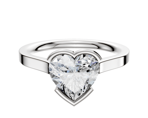 14K White Gold Bezel Half Bezel East/West Cathedral Flat 2.0mm Engagement Ring