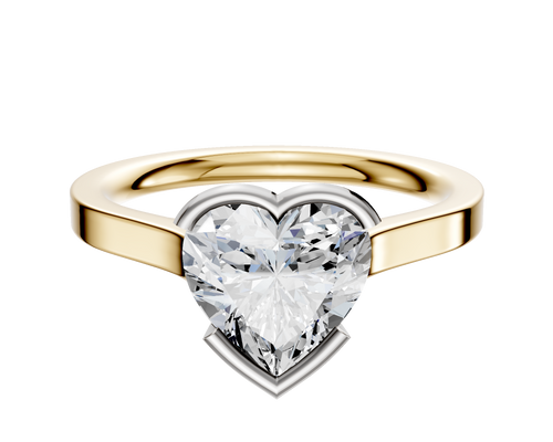 14K Two Tone Bezel Half Bezel East/West Cathedral Flat 2.0mm Engagement Ring
