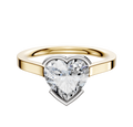 An 18K two-tone Bezel Half Bezel East/West Cathedral Flat 2.0mm Engagement Ring displayed against a white background.