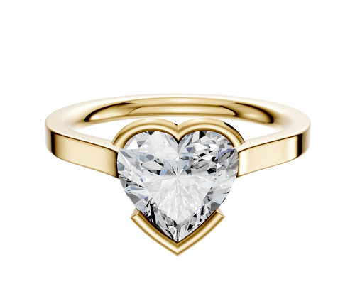 18K Yellow Gold Bezel Half Bezel East/West Cathedral Flat 2.0mm Engagement Ring