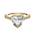 A 14K yellow gold Bezel Half Bezel East/West Cathedral Flat 3-Row-Pave 2.0mm engagement ring, featuring a striking design and multiple rows of pave diamonds, displayed on a plain white background.