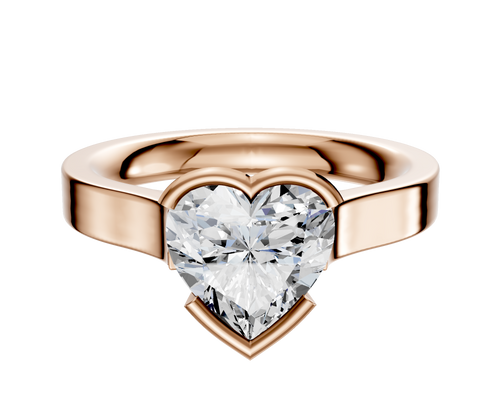 18K Rose Gold Bezel Half Bezel East/West Cathedral Flat 3.0mm Engagement Ring