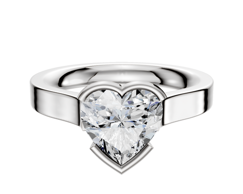 Platinum Bezel Half Bezel East/West Cathedral Flat 3.0mm Engagement Ring