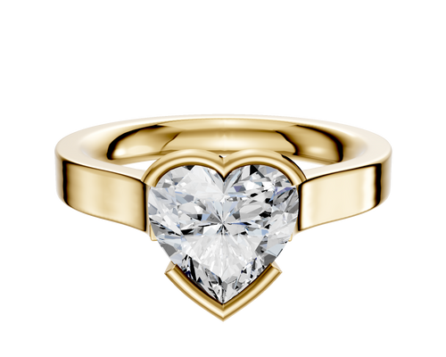14K Yellow Gold Bezel Half Bezel East/West Cathedral Flat 3.0mm Engagement Ring