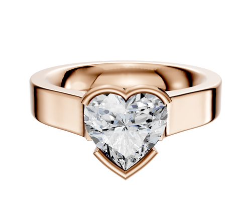 14K Rose Gold Bezel Half Bezel East/West Cathedral Flat 4.0mm Engagement Ring