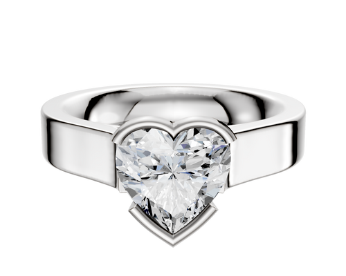14K White Gold Bezel Half Bezel East/West Cathedral Flat 4.0mm Engagement Ring