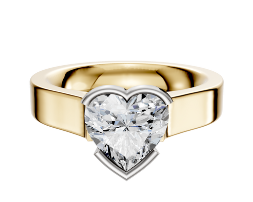18K Two Tone Bezel Half Bezel East/West Cathedral Flat 4.0mm Engagement Ring